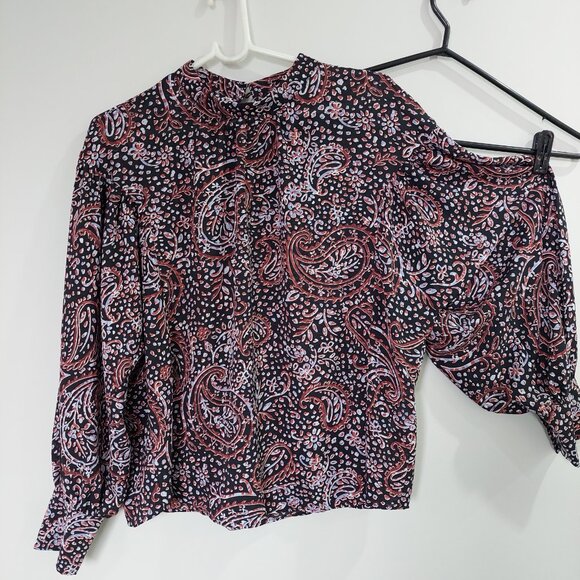 NEW Banana Republic PRINT BISHOP-SLEEVE TOP, Size M - Picture 14 of 14